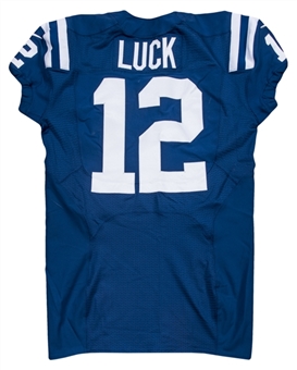 2013 Andrew Luck Game Used, Signed & Inscribed Indianapolis Colts Jersey Used On 9/15/13 vs Miami Dolphins (Panini & PSA/DNA)